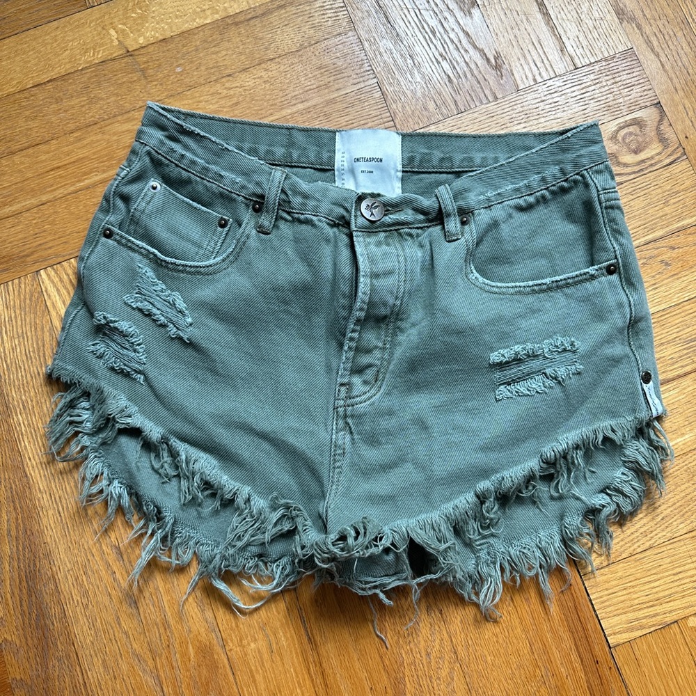One Teaspoon Sage Green Outlaws Denim Shorts Size 30